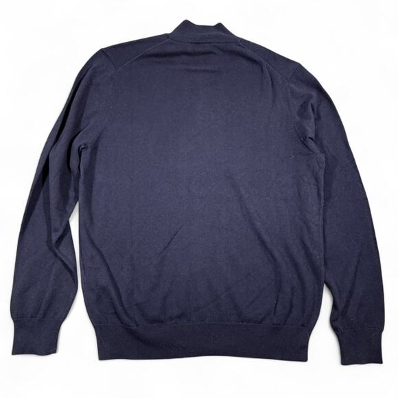 Hackett London Cotton Silk Quarter Zip Sweater Mens L Luxe Preppy Classic Navy - Picture 9 of 10